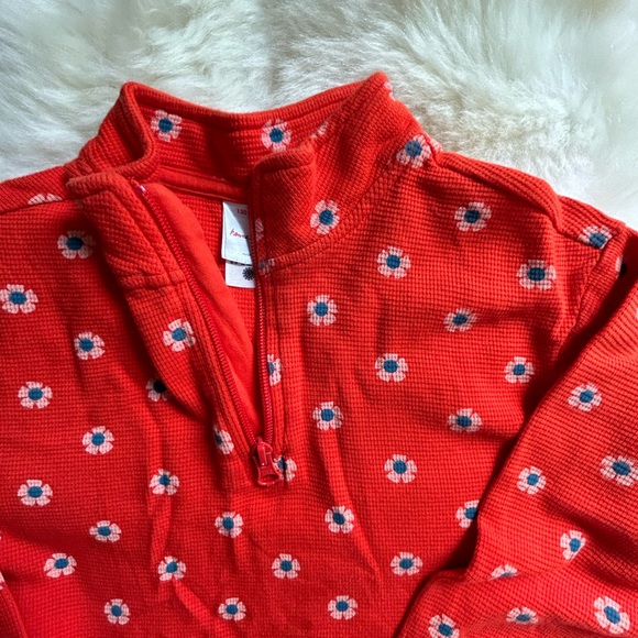 Hanna Andersson thermal 3/4 zip waffle top red daisy size 130 US 8 - Picture 4 of 4